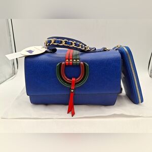 Blue Handbag with Chain Strap